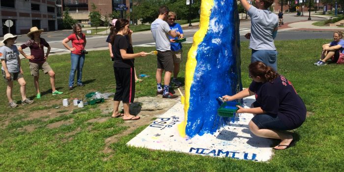 Three Summers Students Painting the UConn Rock